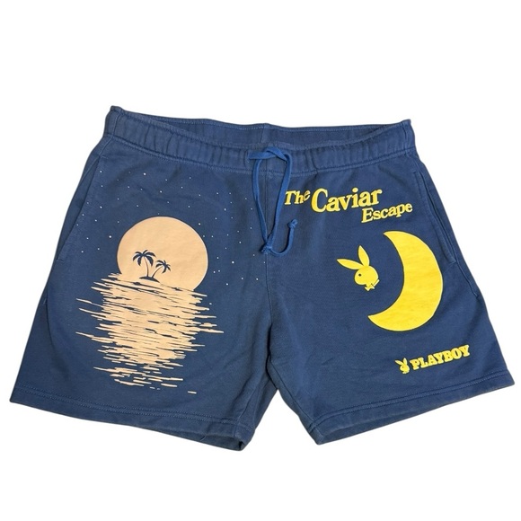 Playboy x PacSun The Caviar Escape Shorts Men’s Large Blue Graphic Bunny Moon - Picture 1 of 4